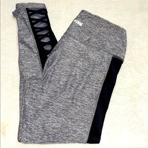 PINK Victoria's Secret Heathered Gray Leggings with Latticed Ankles